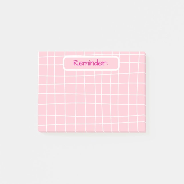 Post-it® Notes collantes de rappel de grille rose (Devant)