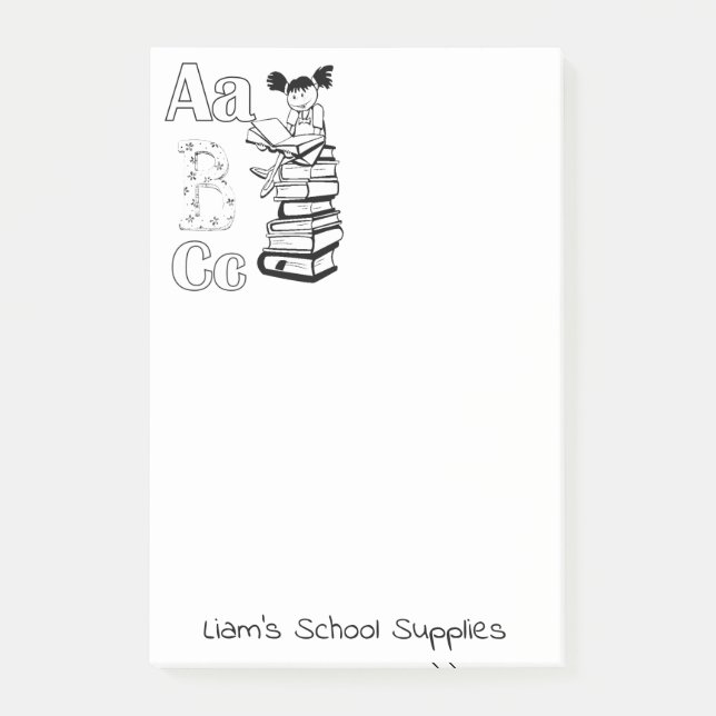 Post-it Notes Colouring School Reading (Front)