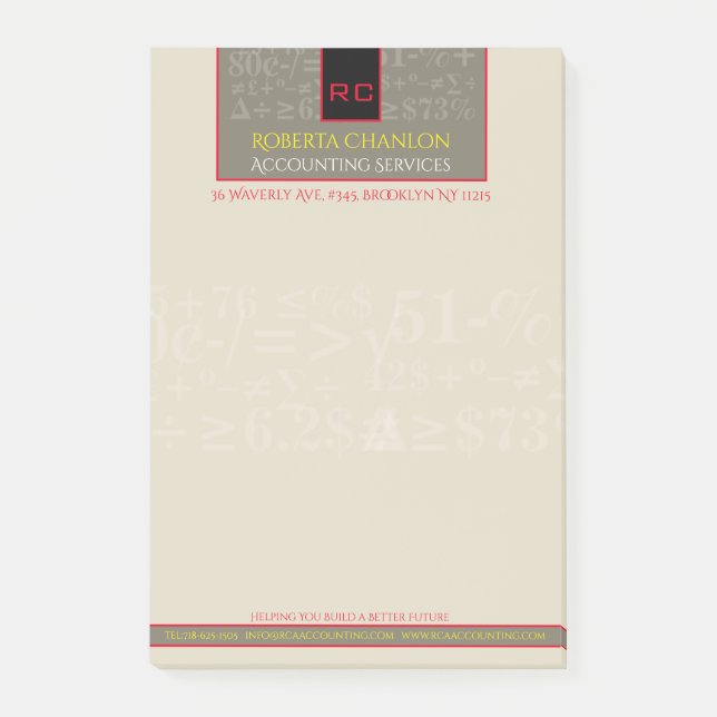 Post-it® Notes comptables monogrammes (Devant)