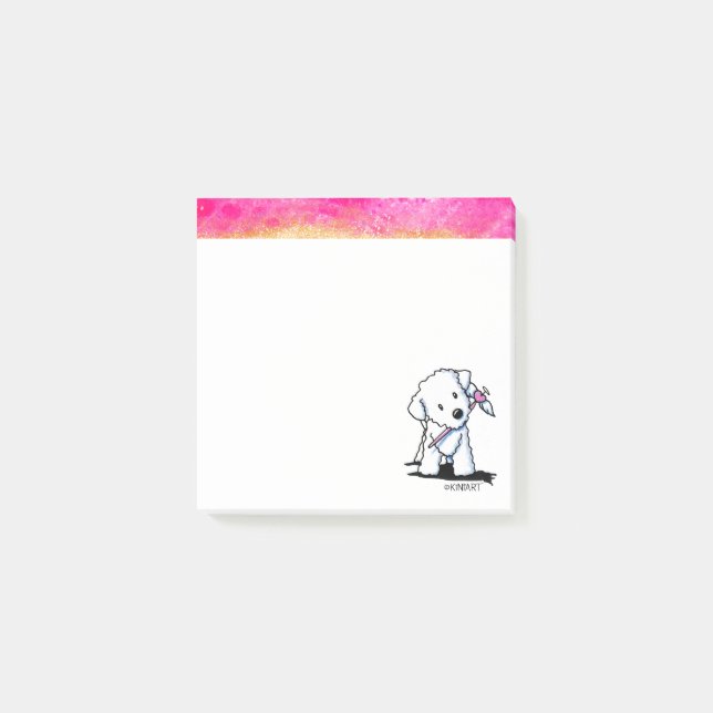 Post-it® Notes d'Art Bichon Rose Et Or (Devant)