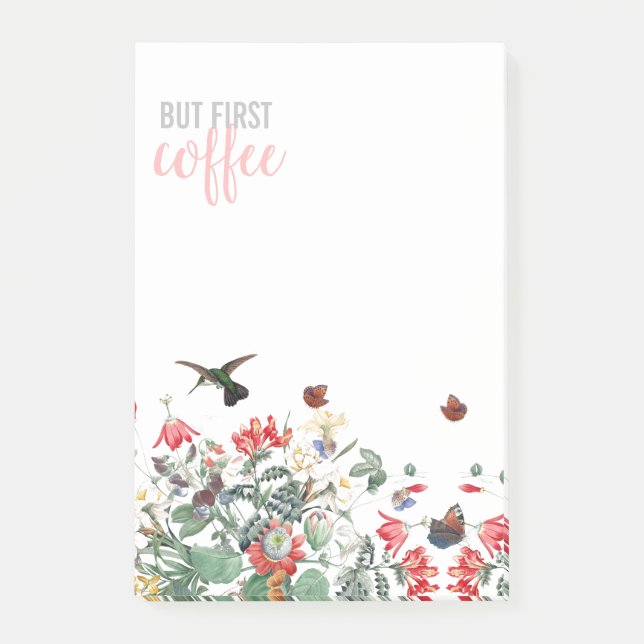 Post-it® Notes de café de fleurs de papillon d'oiseau de (Devant)