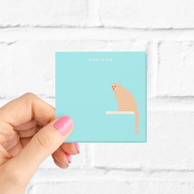 Post-it® Notes de chat au gingembre orange mignon avec nom (Créateur téléchargé)