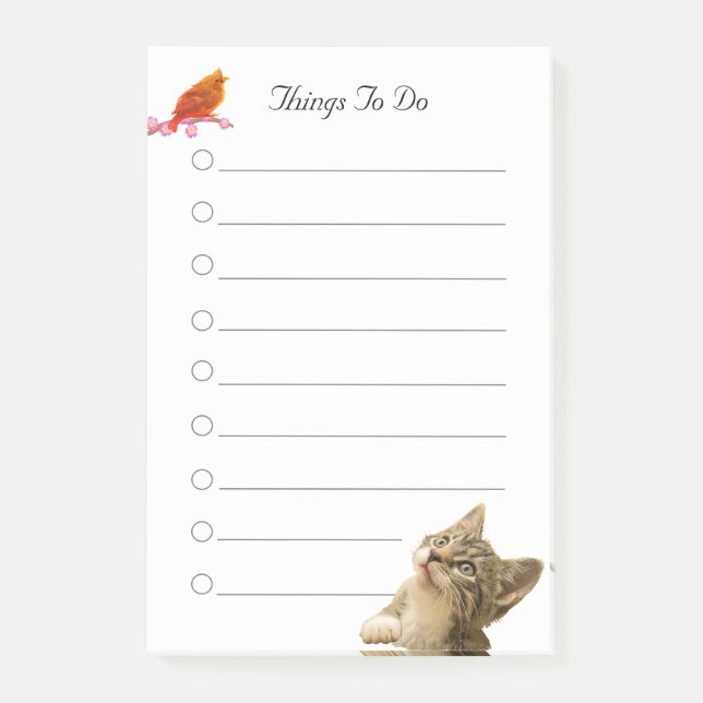Post-it® Notes de choses à faire pour oiseaux et chats (Devant)