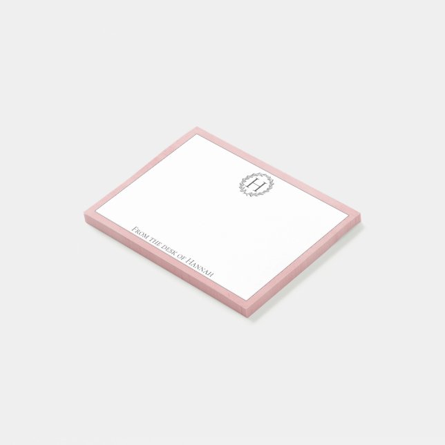 Post-it® Notes de couronne de monogramme rose (Incliné)