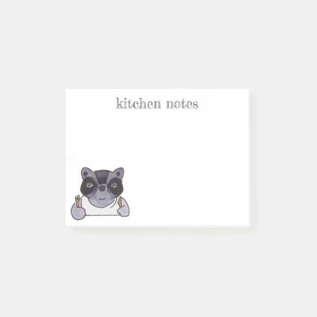 Post-it® Notes de cuisine joli Cartoon Raccoon (Devant)