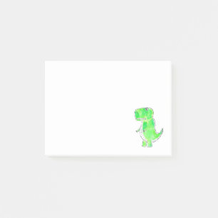 Post-it® Notes de dessin à l'aquarelle de dinosaure vert