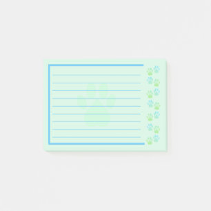 Post-it® Notes de Empreinte de patte bleu et vert