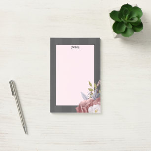 Post-it® Notes de jardin roses : Gris Pinstripes sur Rose B