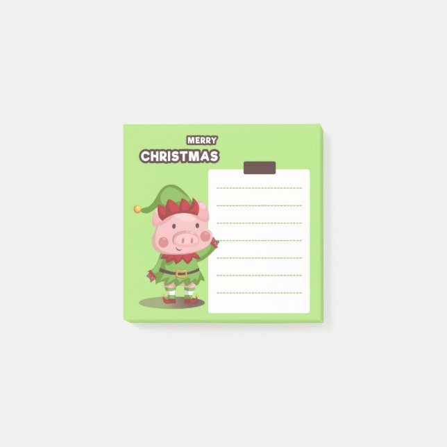 Post-it® Notes de l'Elf Pig de Noël (Devant)