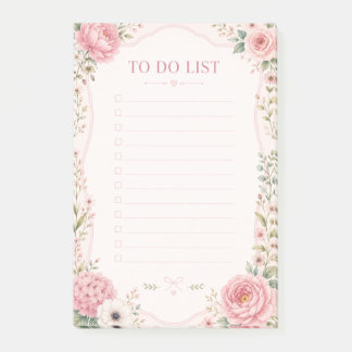 Post-it Notes de liste de choses à faire Fleurs ro