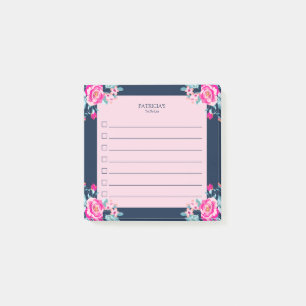 Post-it Notes de liste de tâches florale Roses Ros