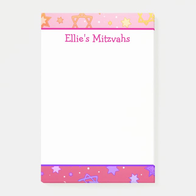 Post-it® Notes de Mitzvah - Étoile de David rose  (Devant)
