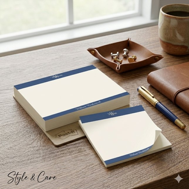 Post-it® Notes de monogramme chic avec nom personnalisé (Chic Monogram Notes with Custom Name)