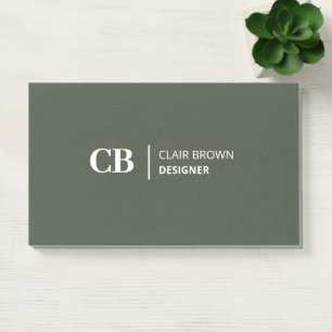 Post-it® Notes de monogramme vert de la forêt moderne et él