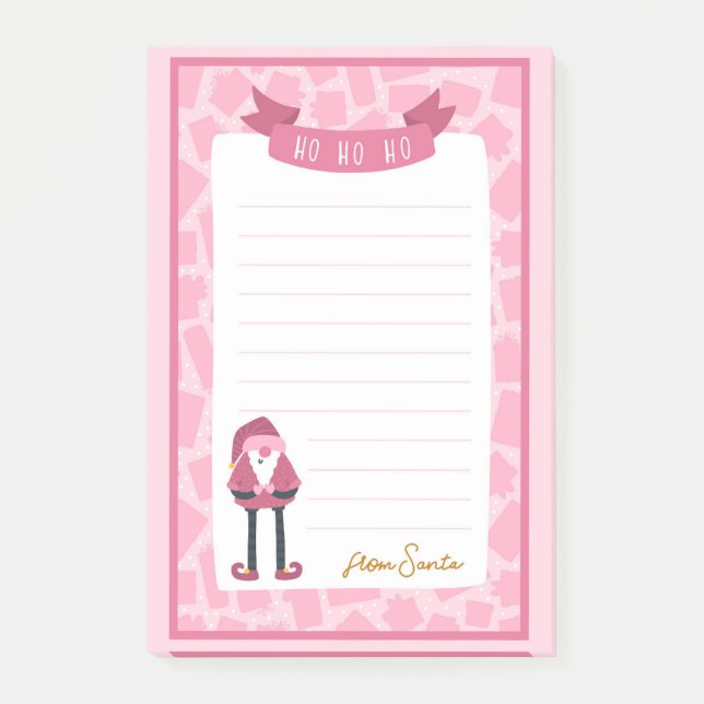 Post-It Notes de Noël rose avec Père Noël (Devant)