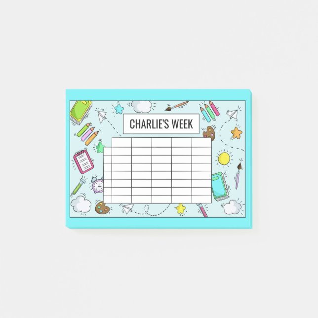 Post-it® Notes de nom personnalisable du calendrier scolair (Devant)