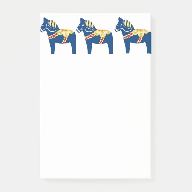 Post-it® Notes de post-it bleues de cheval de Dala (Devant)