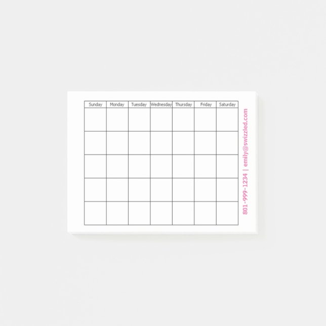 Post-it® Notes de post-it de calendrier (Devant)