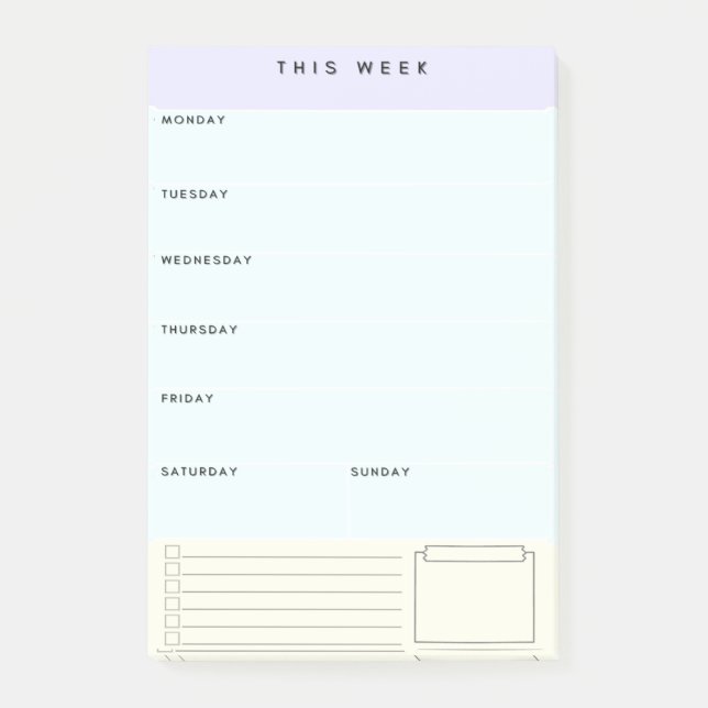 Post-it® Notes de post-it du planificateur hebdomadaire à c (Devant)