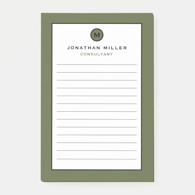Post-it® Notes de post-it monogramme minimales (Devant)