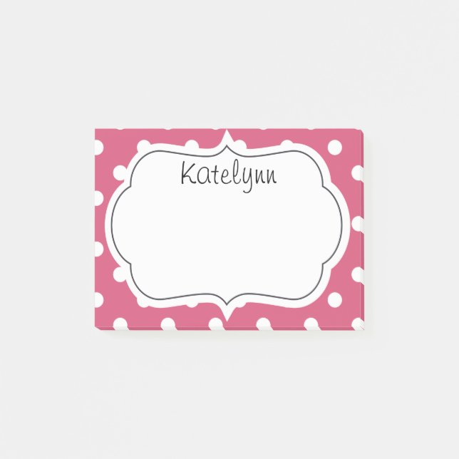 Post-it® Notes de post-it roses de monogramme de pois (Devant)