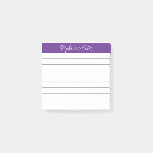 Post-it® Notes de script classiques lignées violettes (Devant)