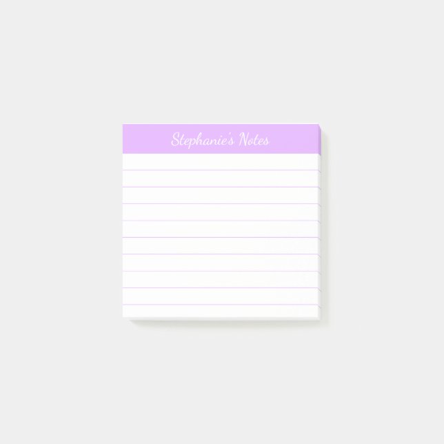 Post-it® Notes de script élégant clair lavande ligné (Devant)