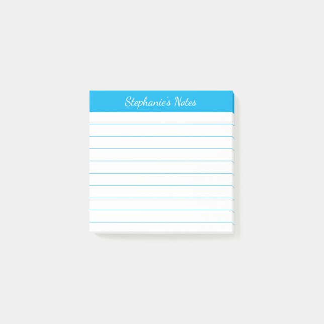 Post-it® Notes de Script Élégant Ligné Bleu Ciel (Devant)