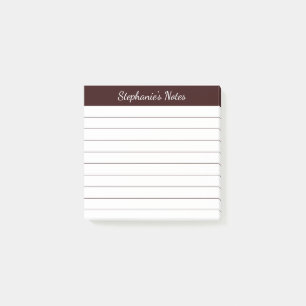 Post-it® Notes de script élégant lignées marron
