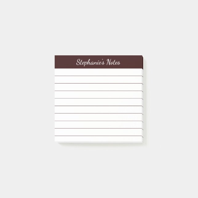 Post-it® Notes de script élégant lignées marron (Devant)