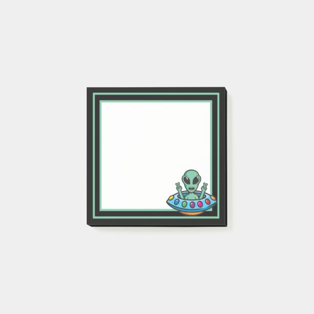 Post-It Notes de soucoupe volante d'extraterrestre (Devant)