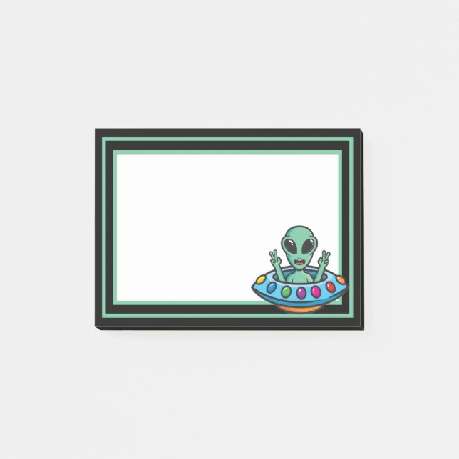 Post-It Notes de soucoupe volante d'extraterrestre (Devant)