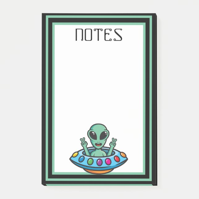 Post-It Notes de soucoupe volante d'extraterrestre (Devant)