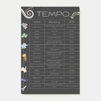 Post-it notes de tempo de musique