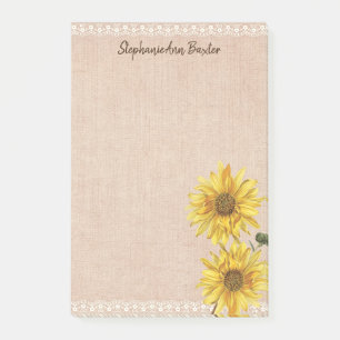 Post-it® Notes des tournesols de dentelle et de burlap rust