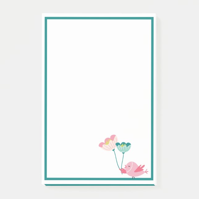 Post-it® Notes d'oiseaux et de fleurs (Devant)