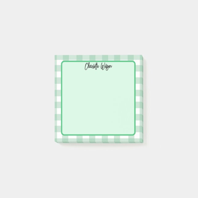 Post-it® Notes du Motif En vichy Vert Cute Pastel (Devant)