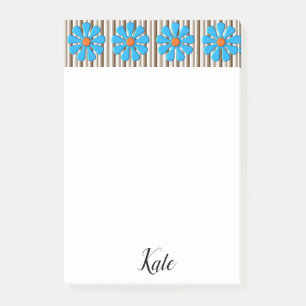Post-it Notes Floral Rayure Marron