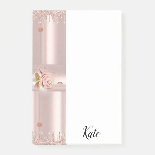 Post-it Notes Floral Rose Silver Drip (Devant)