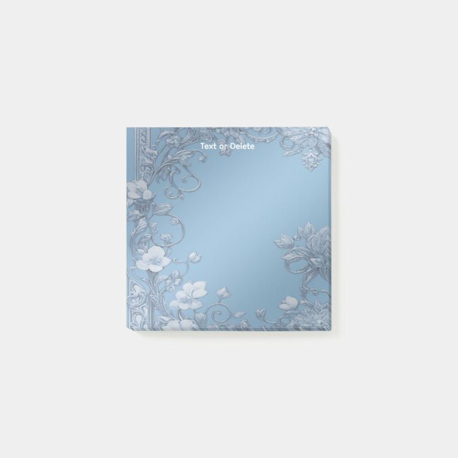 Post-it® Notes Florales bleues (Devant)