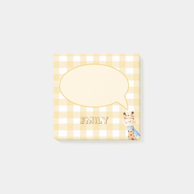 Post-It Notes jolis à motif gingham orange pastel (Devant)
