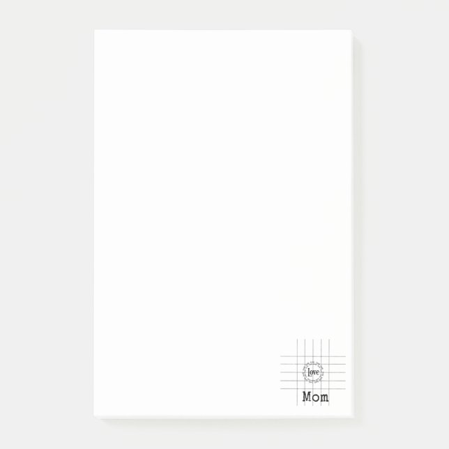 Post-it® Notes Lignes Noires & Blanches J'aime Maman  (Devant)