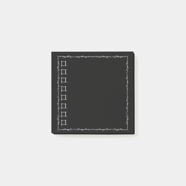Post-it® Notes noires avec cases à faire blanches (Devant)