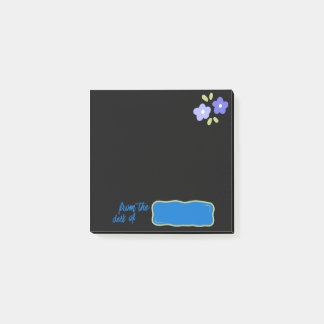 Post-it® Notes noires avec fleurs violettes