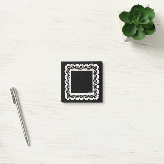 Post-it® Notes noires avec garniture de napperon blanc (Bureau)
