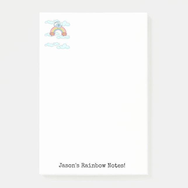 Post-it® Notes Nuages d'éléphants bleus (Devant)