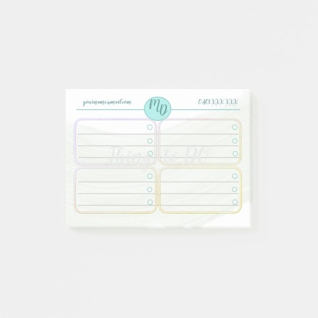 Post-it® Notes personnalisées d'aquarelle bleue et verte (Devant)