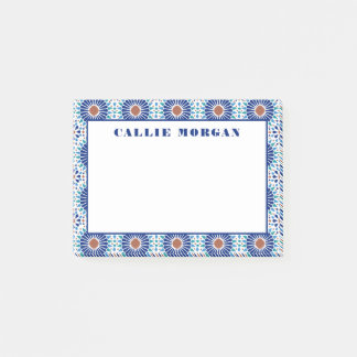 Post-it® Notes personnalisées du Motif géométrique bleu