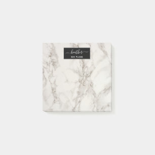 Post-it® Notes personnalisées en marbre blanc et gris