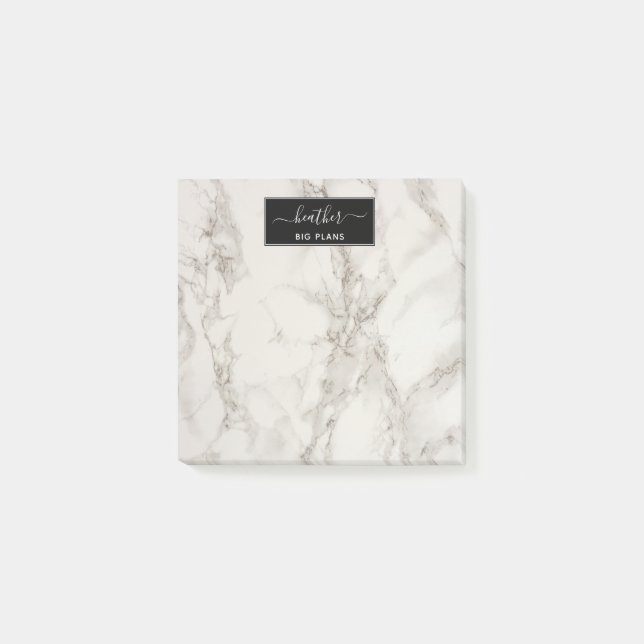 Post-it® Notes personnalisées en marbre blanc et gris (Devant)
